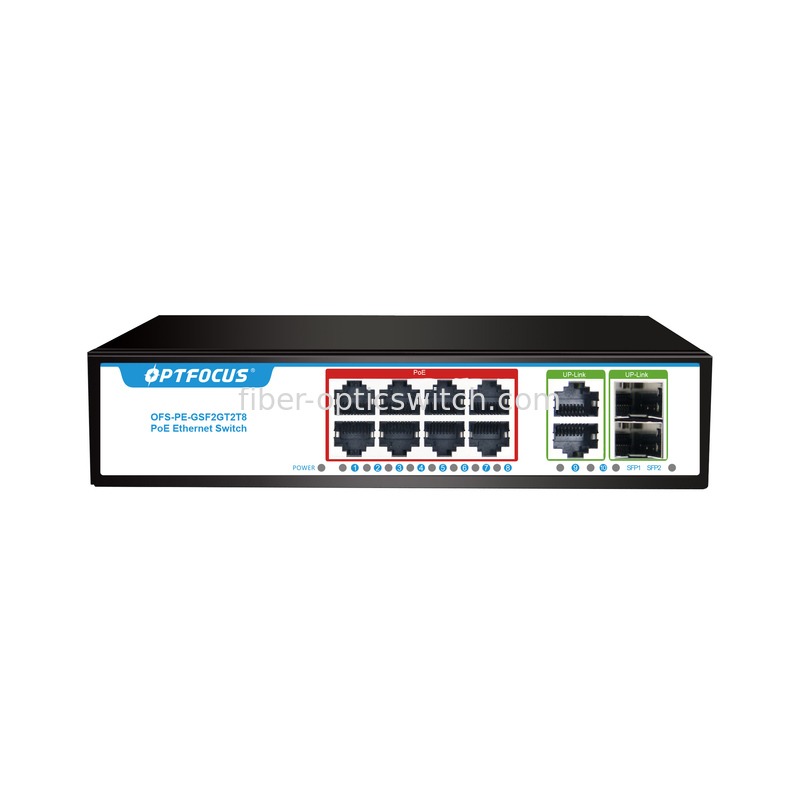 8 Port Gigabit POE Switch 8x10/100/1000mbps POE Port UPlink 2x1000m RJ45 Port 2x1000m SFP